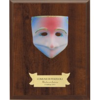 Maschera in ceramica con legno cm 20x15